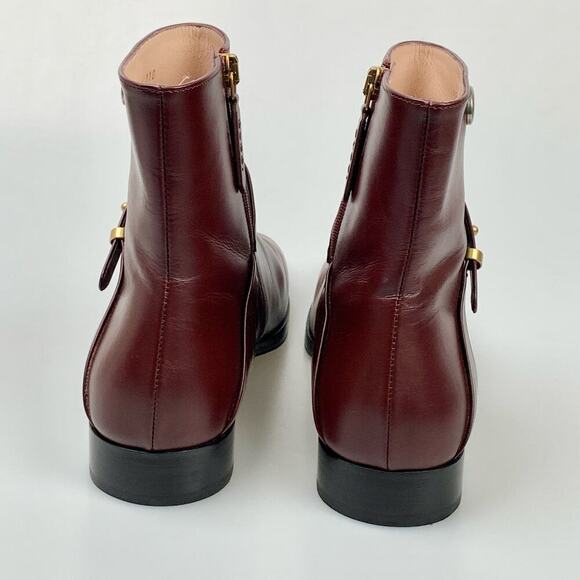 NIB GUCCI Red Burgundy Rosie Strap GG Logo Size 37 Bootie Boots - Picture 6 of 13